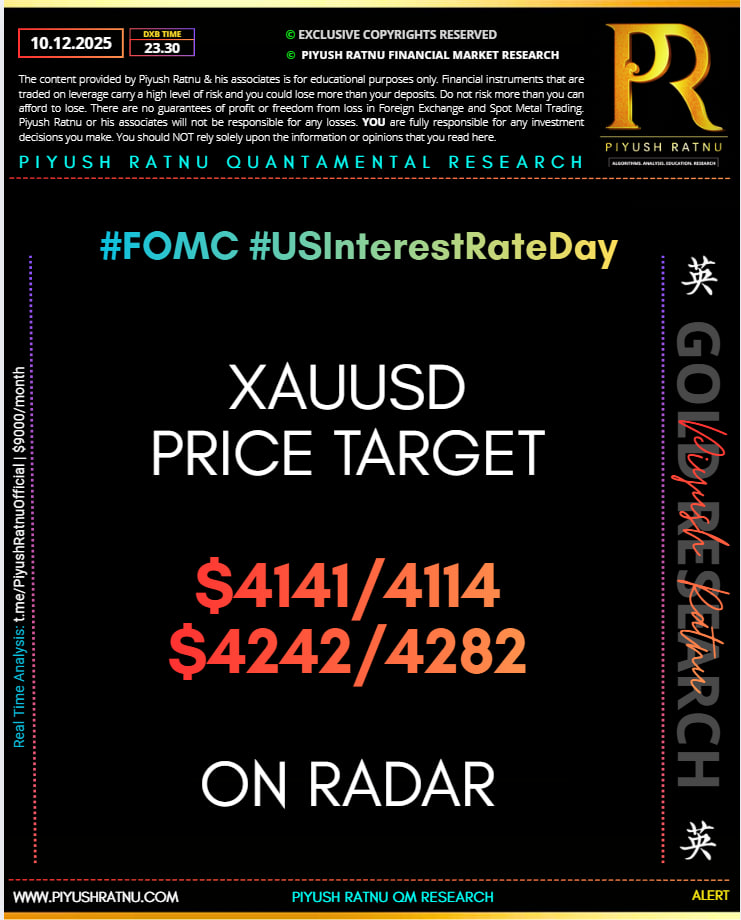WHO PROJECTED 4242 4282 XAUUSD SPOT GOLD PRICE TARGET DURING FOMC 10 DECEMBER 2025 3