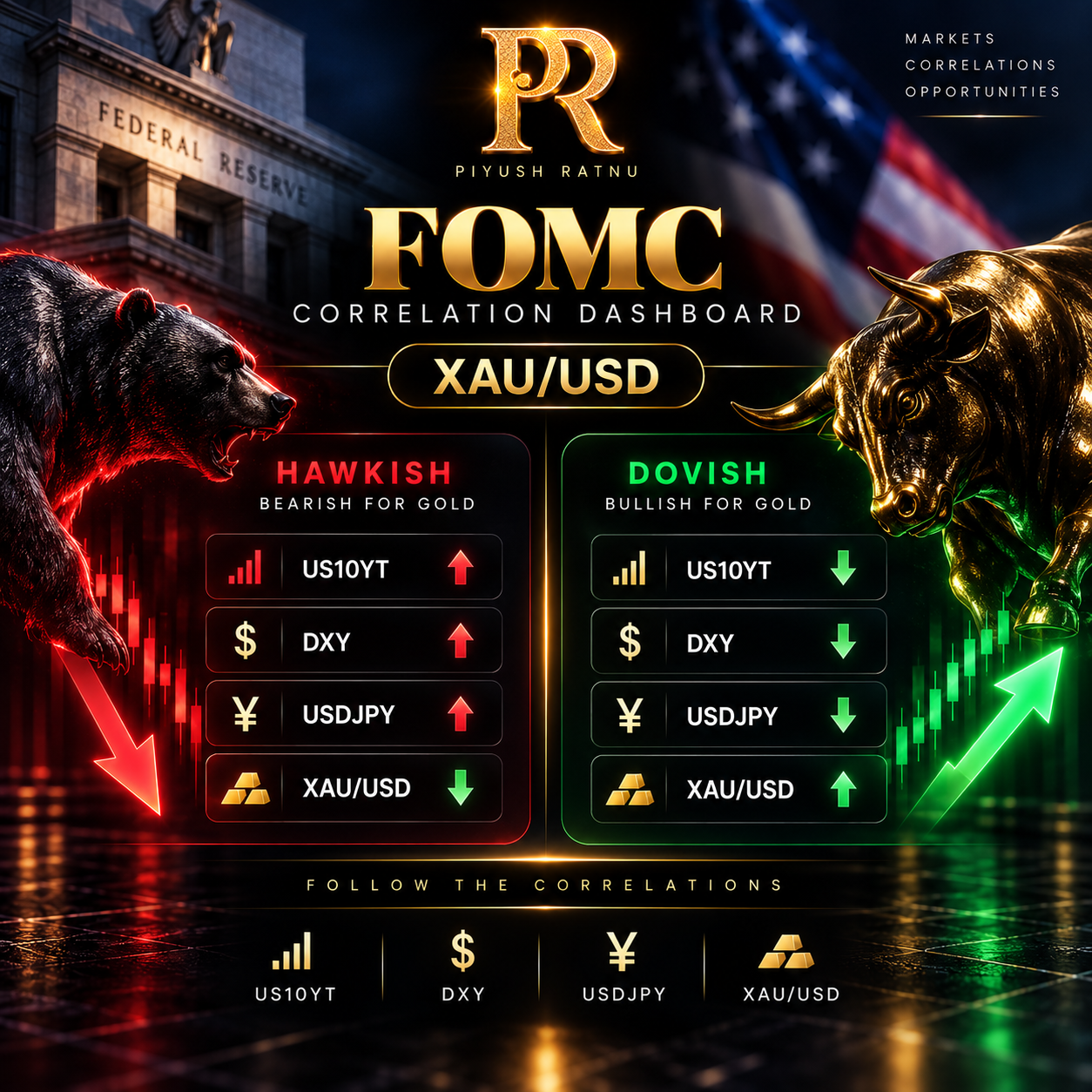FOMC Day correlations xauusd Piyush Ratnu